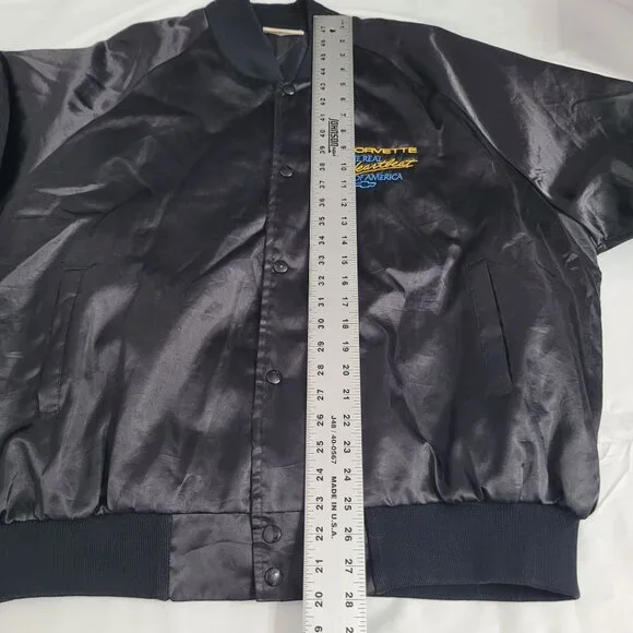 Vintage Auburn Sportswear Men's Black Corvette Satin Bomber Jacket Size XXL